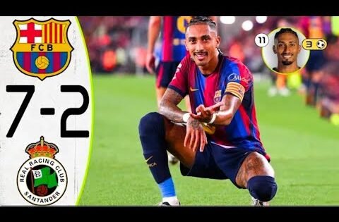 ملخص مباراة برشلونة وراسينغ 7 - ملخص مباراه برشلونه امس