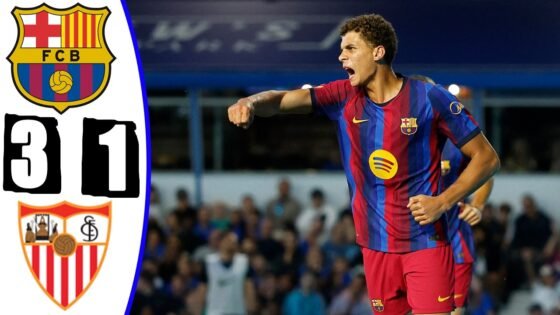 ملخص مباراه برشلونة وإشبيلية 3 - برشلونة وإشبيلية مباراة برشلونة